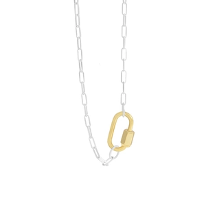 Minimalist S925 sterling silver geometric U-shaped necklace with silver and gold contrast