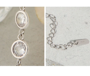 Vue détaillée de la chaîne en argent S925 avec pendentif rond en zircone cubique