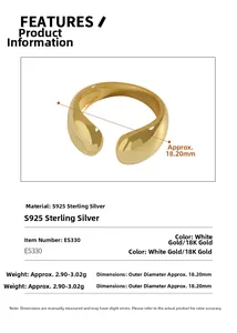 Makro-Detail des S925 Sterling Silber 18K Gold Ohrclips mit 18,2 mm Durchmesser und Gewicht