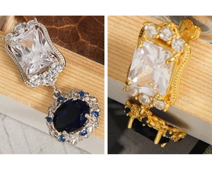 Detailed view of S925 sterling silver earrings with micro-set zircon in gold and silver