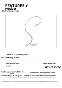 Detail specifications of S925 sterling silver S-shaped ear cuff with sparkling zircons