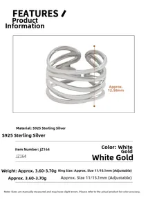 Detail specifications of S925 sterling silver multi-layer winding ring with measurements