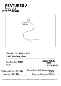 Detailed specs of S925 sterling silver ear cuff with 16.8cm long tassel chains