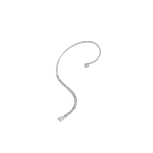 Minimalist S925 sterling silver ear cuff featuring shimmering cubic zirconia wave design