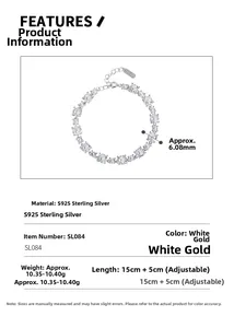 Detail view of S925 sterling silver tennis bracelet with brilliant cubic zirconia stones