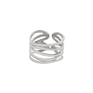Minimalist S925 sterling silver multilayer geometric wrap open ring for women