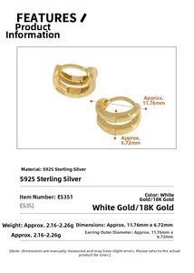 Detail specifications of S925 sterling silver U-shaped hoop earrings with size and weight