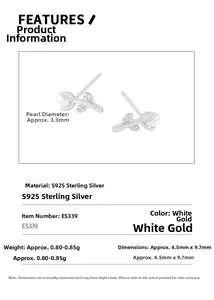 Détails des boucles d'oreilles tulipes en argent S925 avec perles de 3,3 mm