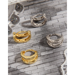 Minimalist S925 sterling silver chunky hoop earrings in gold and silver finishes