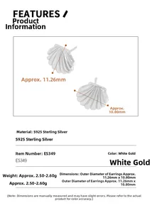 Detailed S925 sterling silver shell earrings size chart with 11.26mm dimensions