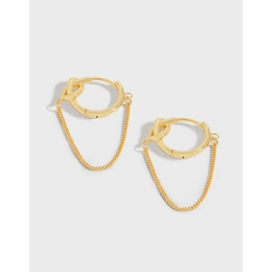 Boucles d'Oreilles Créoles Nœud en Argent Sterling S925 pour Femmes Style Coréen Minimaliste Chaîne Souple Bijoux de Luxe Légers
