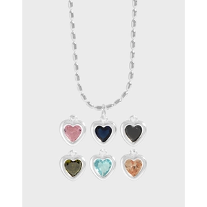 Collier Pendentif Cœur en Argent Sterling 925 pour Femmes Ras du Cou Minimaliste Incrusté de Strass Bijoux de Mode Élégants Cadeau