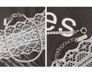 Detailed macro view of S925 sterling silver stamp on shimmering tennis bracelet clasp