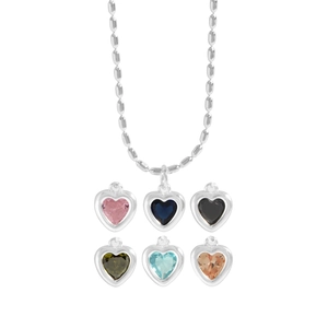 Collier minimaliste en argent S925 avec pendentif cœur en zircon en six couleurs variées