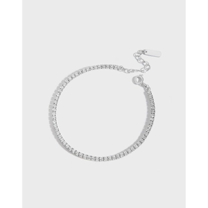 S925 Sterling Silver Shimmering Rhinestone Tennis Bracelet Minimalist Geometric Versatile Adjustable Link Chain Bracelet For Women Fashion Jewelry