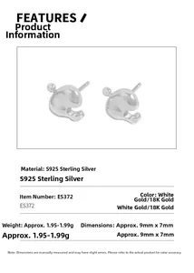 Detailed specs for S925 sterling silver geometric puzzle stud earrings in 9mm size