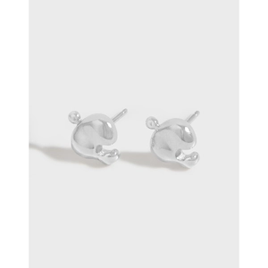 925 Sterling Silver Stud Earrings For Women Minimalist Liquid Metal Geometric Irregular Heart Shaped Leaf Fashion Jewelry