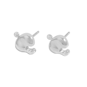 Minimalist S925 sterling silver leaf puzzle studs in a symmetric layout for women