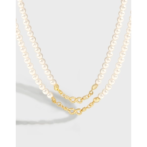 Minimalist Long Artificial Pearl Necklace S925 Sterling Silver 18K Gold Plated Infinity Symbol Sweater Chain Elegant Jewelry For Women