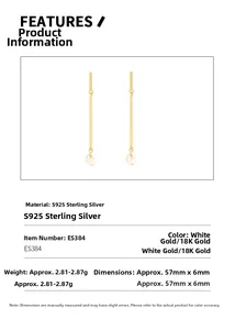 Detail view of S925 sterling silver long drop earrings featuring baroque pearls