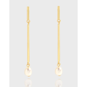 Long Linear Dangle Earrings With 925 Sterling Silver Earring Post Geometric Artificial Pearl Minimalist Elegant Jewelry For Women