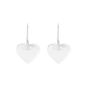 Minimalist S925 silver heart drop earrings with transparent crystal glass pendants