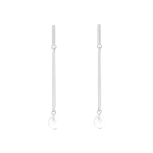 Minimalist S925 silver geometric drop earrings with elegant white round pearls