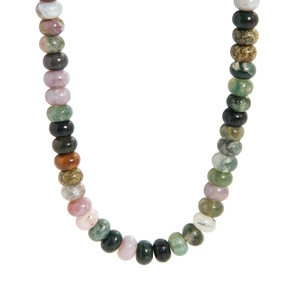 S925 sterling silver necklace with multi-color natural agate and gemstone beads