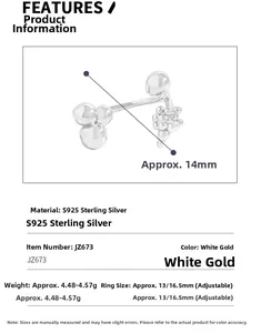 Detailed specs of S925 sterling silver bubble ring showing size and 4.5g weight details