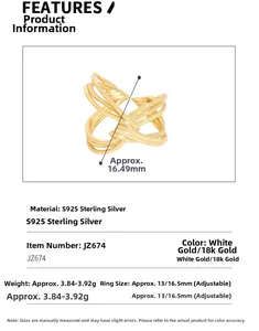 Dettagli tecnici per l'anello in argento S925 con design a nastro multistrato e misure