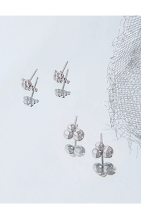 Detailed close-up of S925 sterling silver ball stud earrings with a high-polished finish