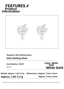 Macro shot of S925 sterling silver bubble stud earrings with detailed size specifications