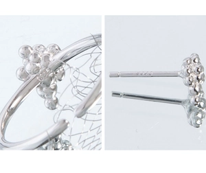 Detailed macro view showing the S925 sterling silver hallmark on the earring stud