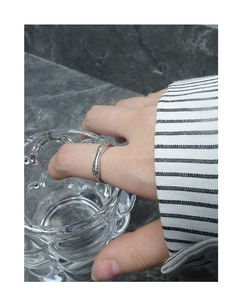 Detailed view of S925 sterling silver ring with unique irregular matte lava texture finish