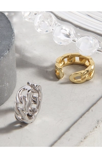 Detailed close-up of S925 sterling silver chain link rings in gold and silver finishes