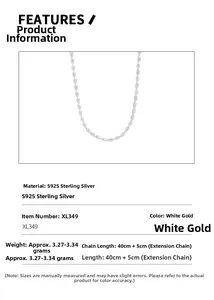 Détails du collier S925 en argent avec perles de riz de 40 cm et extension de 5 cm