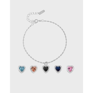 S925 Sterling Silver Heart Bracelet For Women Minimalist Micro Inlaid Rhinestone Adjust Chain INS Style Jewelry Gift