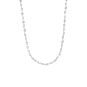 Collier minimaliste en argent sterling S925 avec perles haricots au fini poli miroir