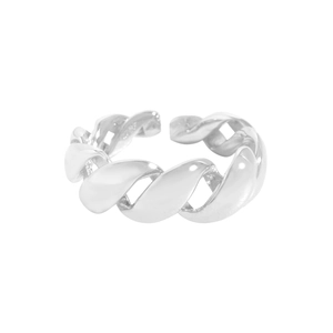 Minimalist S925 sterling silver twisted geometric open ring with polished finish