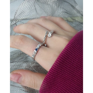S925 sterling silver rings set with pleated texture and colorful zircon micro-inlay