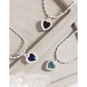 Colliers cœur en argent S925 minimalistes avec zircons incrustés en trois coloris