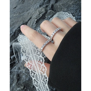 S925 sterling silver gear ring for women with sparkling cubic zirconia pavé setting
