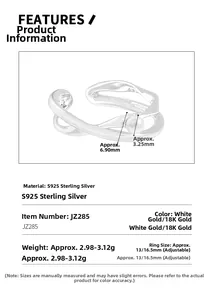 Detailed technical specifications and sizing of S925 silver double layer pearl ring