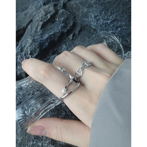 S925 sterling silver double-layer cross ring with pearl and anchor link chain set