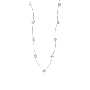 Minimalist S925 sterling silver beaded chain necklace with thin metallic segmented design