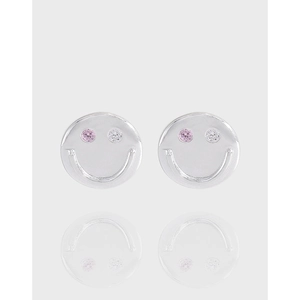 S925 Sterlingsilber Smiley Gesicht Ohrstecker Für Damen Inlays Zirkonia Minimalistische Galvanisierte Ohrringe Schmuck