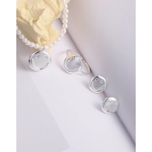S925 Silber Smile Schmuckset mit Perlen und mikrobesetzten farbigen Zirkoniasteinen