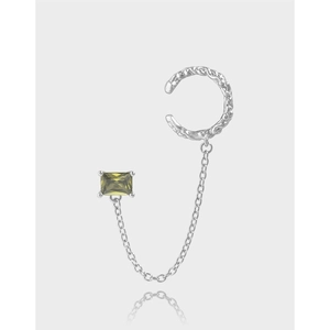S925 Sterling Silver Irregular Texture Cuff Earring Combo With Rectangular Rhinestone Chain Drop Earrings For Women Jewelry