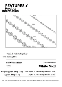Détails des bracelets en argent sterling S925 avec perles de 2mm à 5mm de diamètre