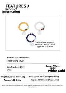 Specifiche tecniche degli anelli di perline in argento S925 con ciondoli a faccina
